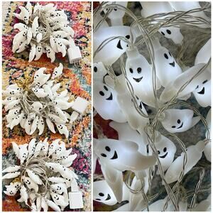 Lot of 3 White Ghost Halloween LONG String Lights 675” or 56 ft total 225” each
